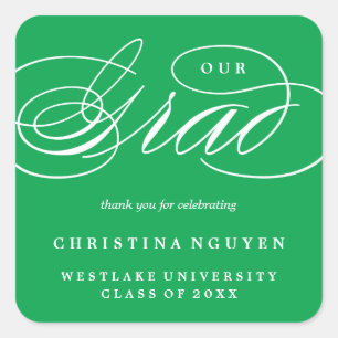 OUR ELEGANT SCRIPT GRAD   THANK YOU STICKER
