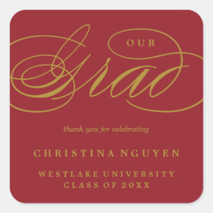 OUR ELEGANT SCRIPT GRAD THANK YOU STICKER
