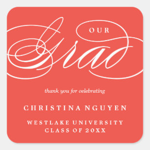 OUR ELEGANT SCRIPT GRAD   THANK YOU STICKER