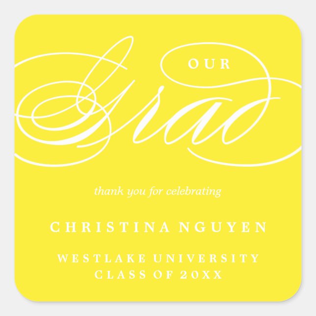 OUR ELEGANT SCRIPT GRAD | THANK YOU STICKER (Front)