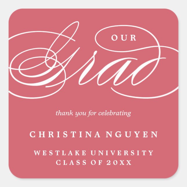 OUR ELEGANT SCRIPT GRAD | THANK YOU STICKER (Front)