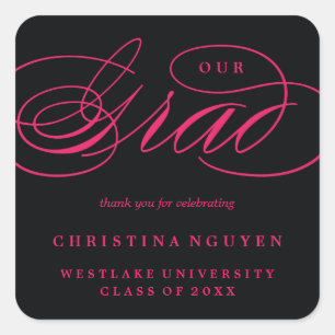 OUR ELEGANT SCRIPT GRAD   THANK YOU STICKER