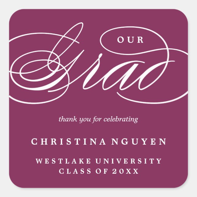 OUR ELEGANT SCRIPT GRAD | THANK YOU STICKER (Front)