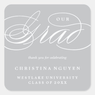 OUR ELEGANT SCRIPT GRAD   THANK YOU STICKER