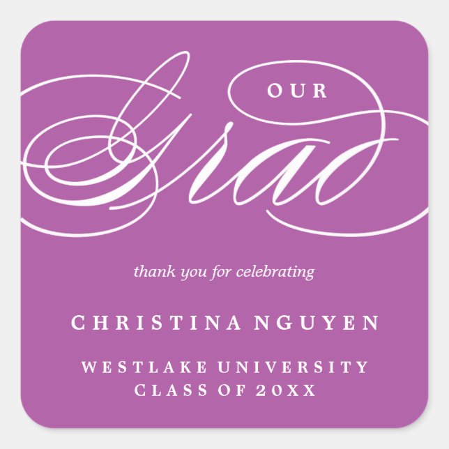 OUR ELEGANT SCRIPT GRAD | THANK YOU STICKER (Front)