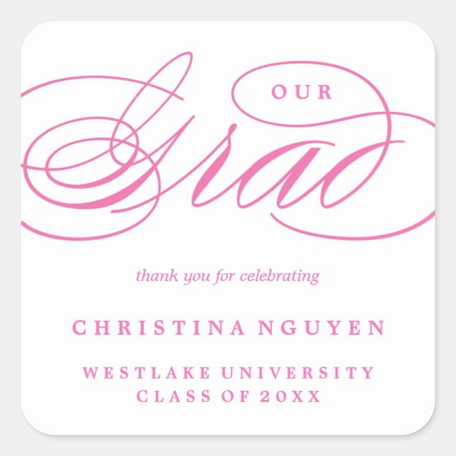 OUR ELEGANT SCRIPT GRAD | THANK YOU STICKER (Front)