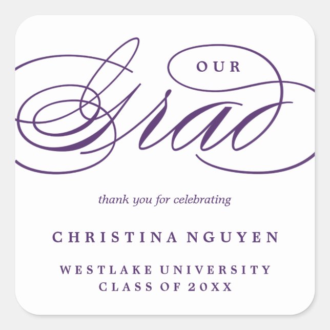 OUR ELEGANT SCRIPT GRAD | THANK YOU STICKER (Front)