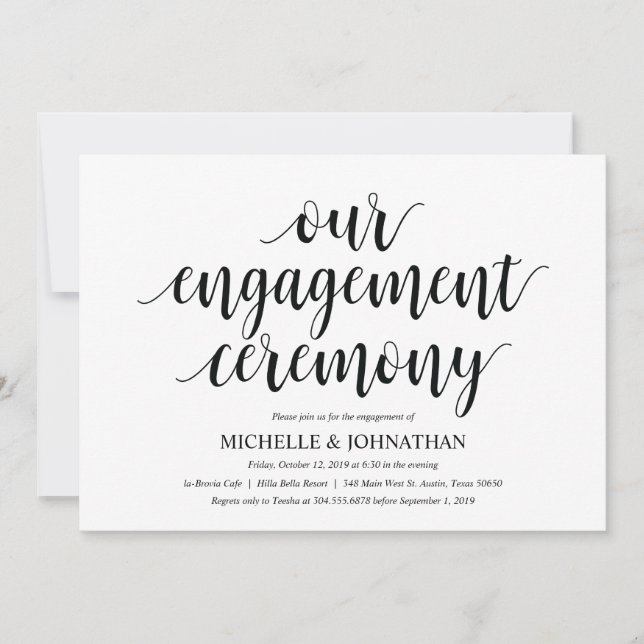 Our engagement ceremony, Engagement Party invites (Front)