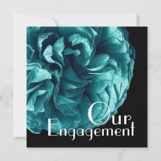 Our Engagement - Elegant Aqua Blue Rose Invitation