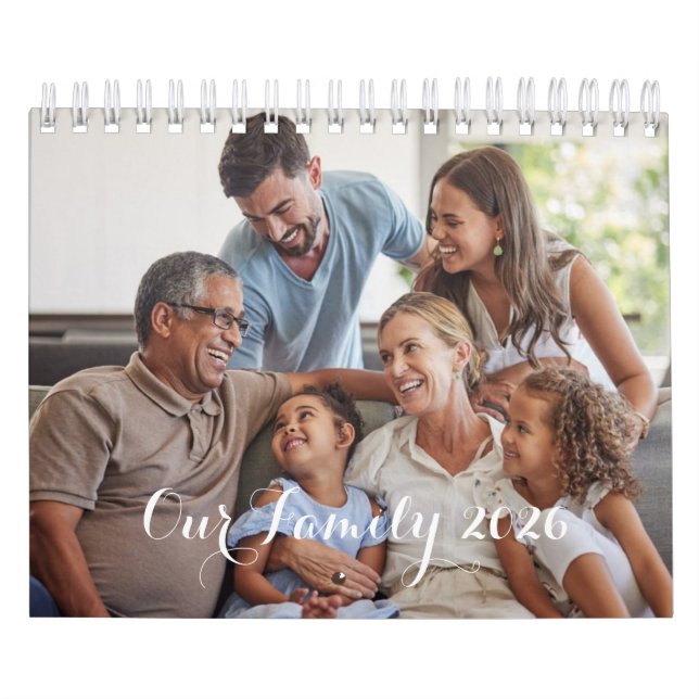 Our Family 2026 Elegant Script Photo Design Calendar (Cover)