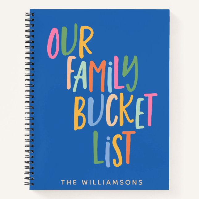 Our Family Bucket List for Adventures with Name Notebook (Front)