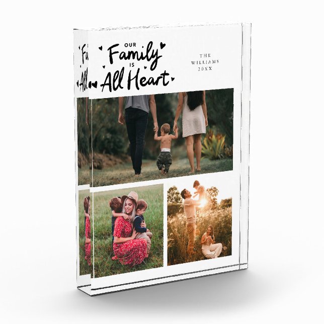 Our Family Is All Heart White Photo Block (Left)