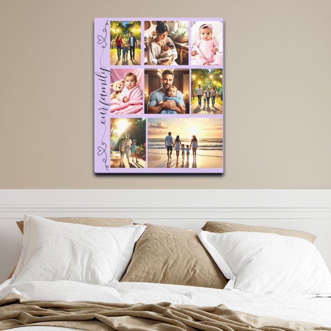 Our Family Photo Collage Cute Doodle Hearts Canvas Print (Creator Uploaded)