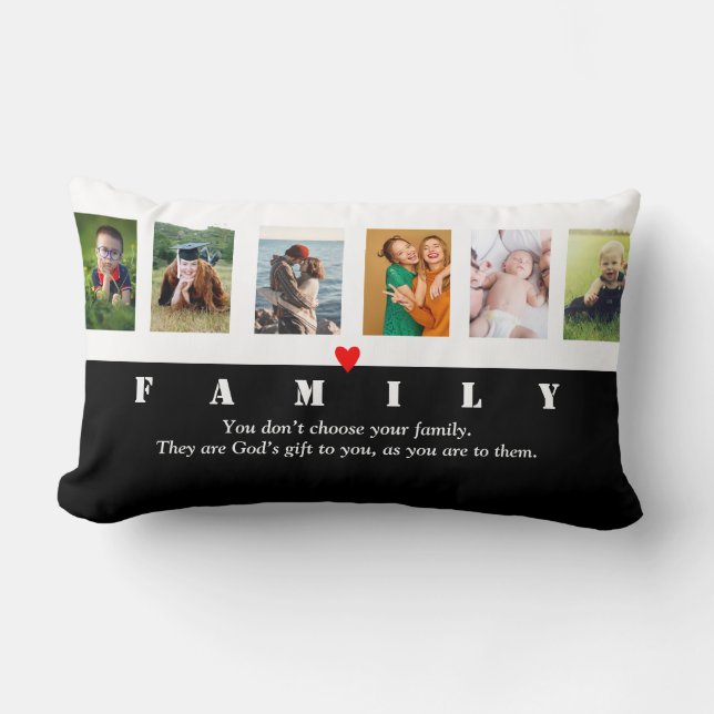 Our family Photo Collage Picture Template Custom Lumbar Cushion (Front)