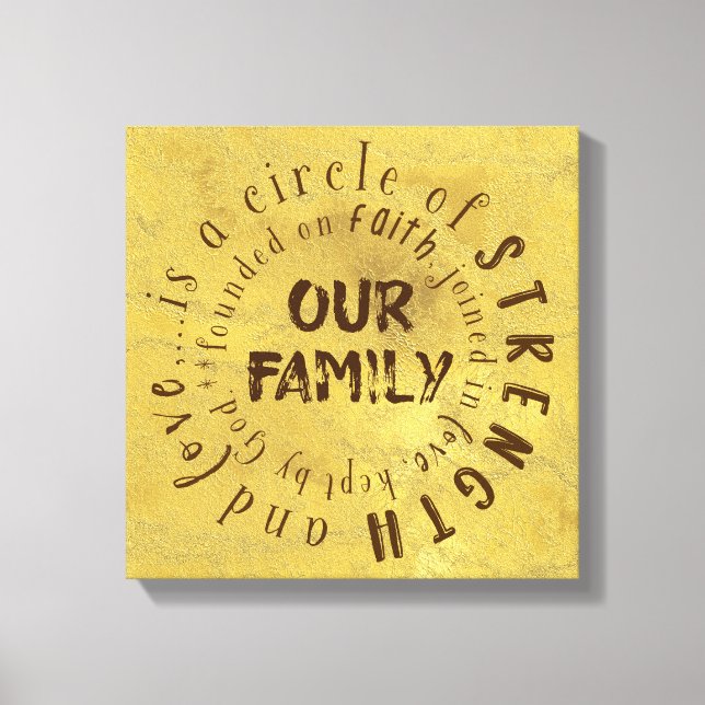 Our Family Quote: Circle of Strength and Love Canvas Print (Front)