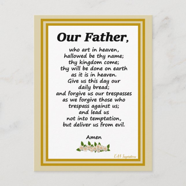 Our Father Prayer Matthew 6:9-13 Card (Front)