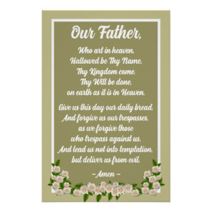 Our Father Prayer Matthew 6:9–13 Gold Poster