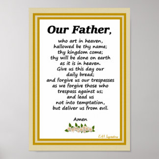 Our Father Prayer Matthew 6:9-13 Poster