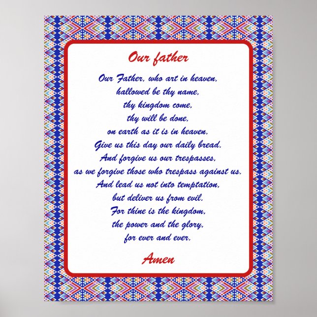 Our father, The Lord's Prayer Colourful Poster (Front)