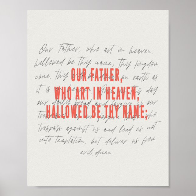 Our Father, The Lord's Prayer Poster (Front)