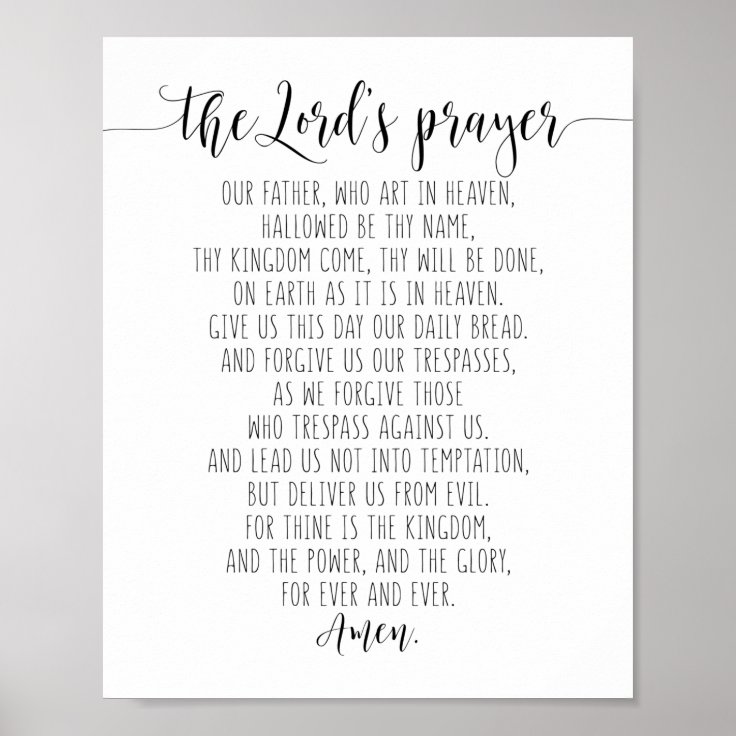 Our Father Who Art In Heaven, The Lord's Prayer Poster | Zazzle.co.nz