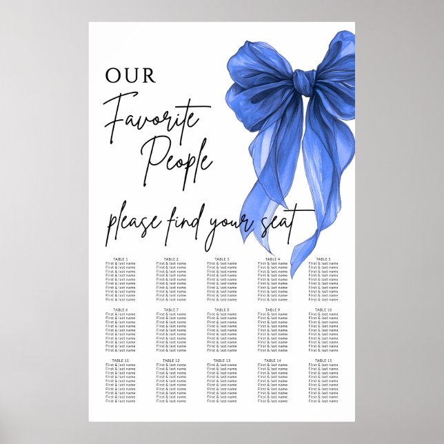 Our Favorite People Bow Wedding Seating Chart (Front)