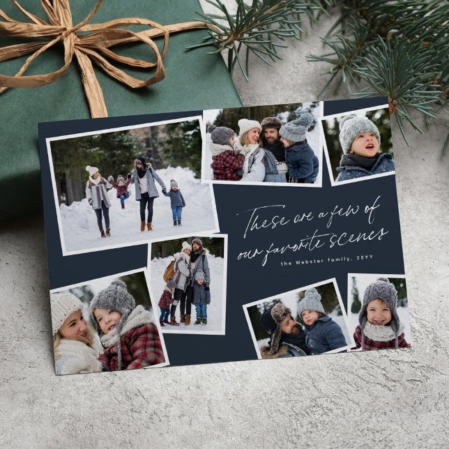 Our favorite scenes Christmas collage navy 2022 Holiday Card (Creator Uploaded)
