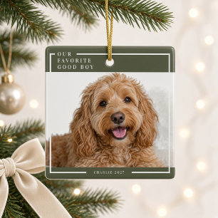Our Favourite Good Boy Dog Christmas Photo Ornamen Ceramic Ornament