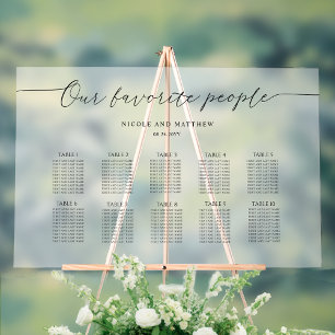 Our Favourite People 10 Table Seating Plan Frosted Acrylic Sign