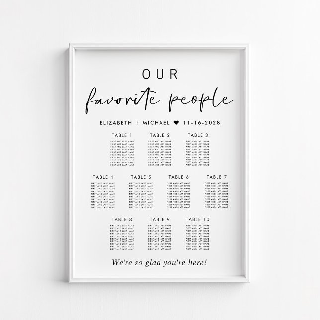 Our Favourite People 10 Table Wedding Seating Char Poster (Creator Uploaded)