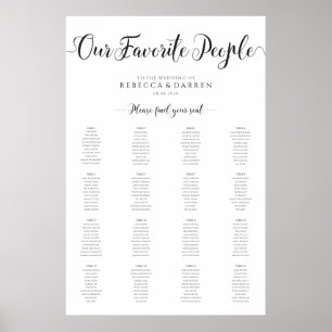 Our Favourite People 16 Table Wedding Seating Char Poster