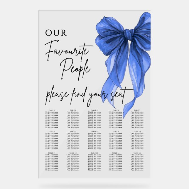 Our Favourite People Bow Wedding Seating Chart (Front)