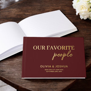 Our Favourite People Burgundy Gold Wedding Guest Book