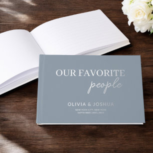 Our Favourite People Dusty Blue Silver Wedding Guest Book