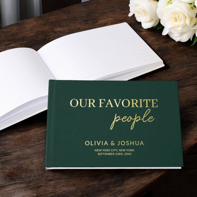 Our Favourite People Emerald Green Gold Wedding Guest Book (Creator Uploaded)