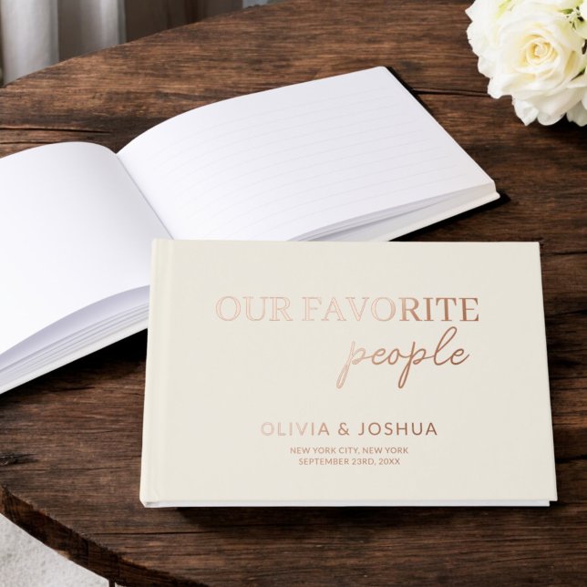 Our Favourite People Photo Beige Neutral Cream  Guest Book (Creator Uploaded)