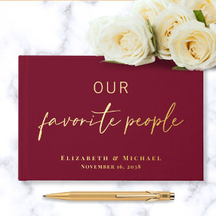 Our Favourite People Photo Burgundy Wedding Guest Book
