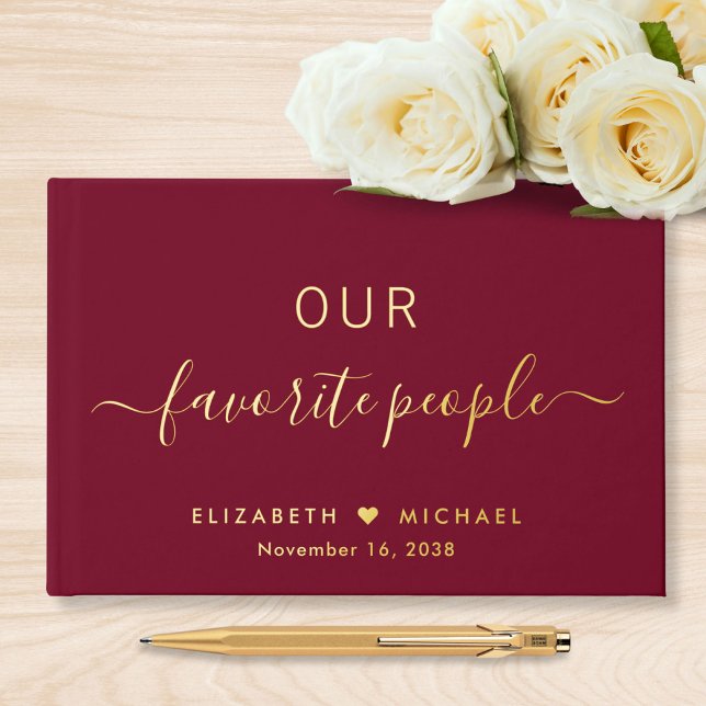 Our Favourite People Photo Burgundy Wedding Guest Book (Creator Uploaded)