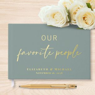 Our Favourite People Photo Sage Green Foil Wedding Guest Book