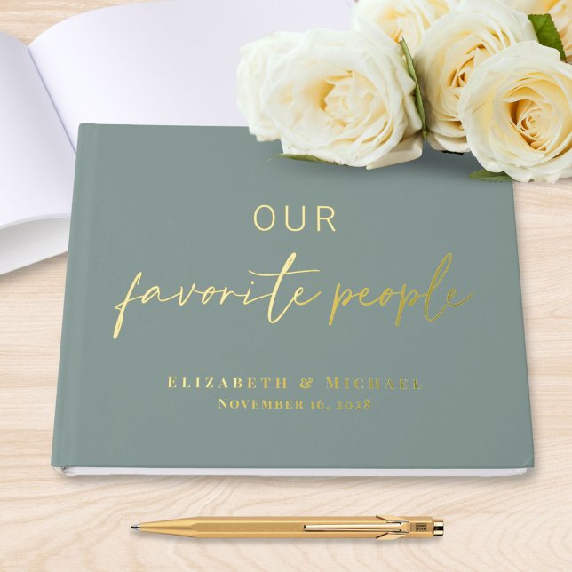 Our Favourite People Photo Sage Green Wedding Guest Book (Creator Uploaded)