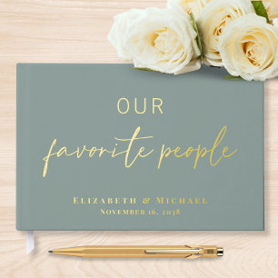 Our Favourite People Sage Green Foil Wedding Guest Book