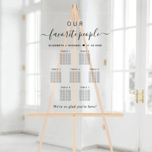 Our Favourite People Wedding 7 Table Seating Acrylic Sign