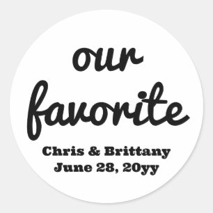 Our favourite wedding reception guest candy treat classic round sticker