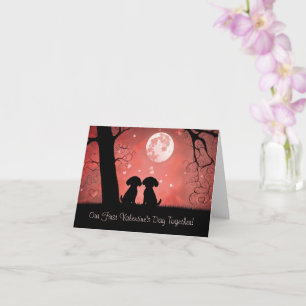 Our First 1st Valentines Day Together Cute Pups Card