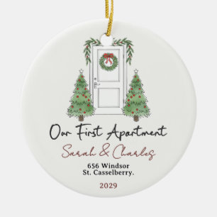 Our First Apartment Custom Names & Year Ceramic Tree Decoration
