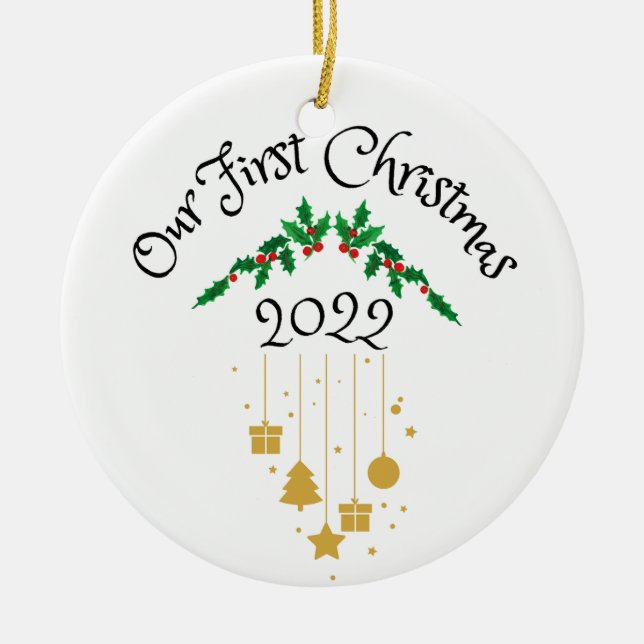 Our First Christmas 2022 Ceramic Tree Decoration (Front)
