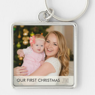 Our First Christmas 2024 New Mum and Baby Photo Key Ring