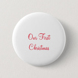 Our first Christmas add name family photo 6 Cm Round Badge