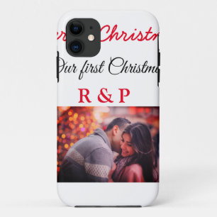 Our first Christmas add name photo wedding engaged Case-Mate iPhone Case