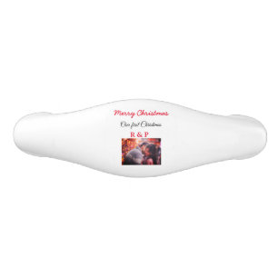 Our first Christmas add name photo wedding engaged Ceramic Drawer Pull